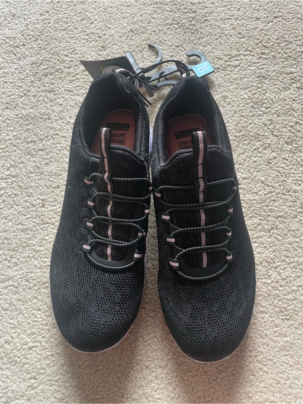 Athletic Works Black Shoe with Pink Memory Foam Insole - Size 8W